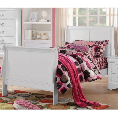 Wooden Twin Sleigh Bed in White