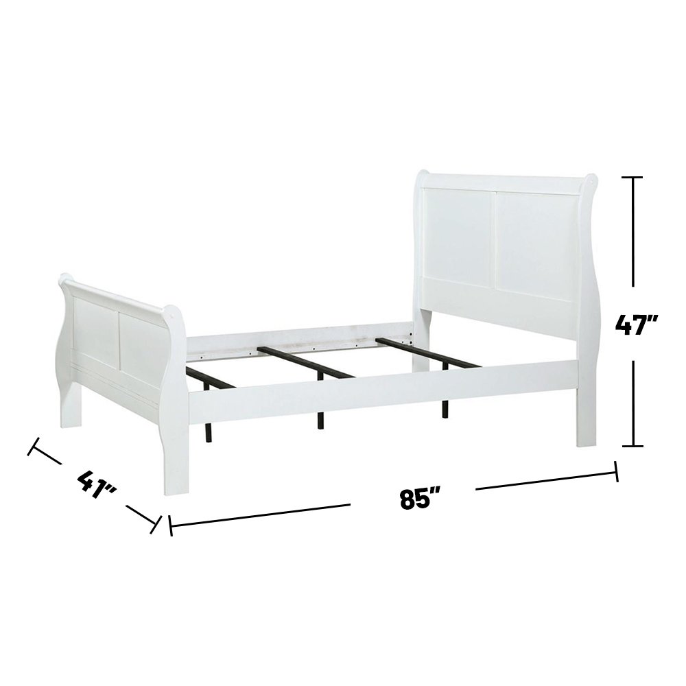 Wooden Twin Sleigh Bed in White