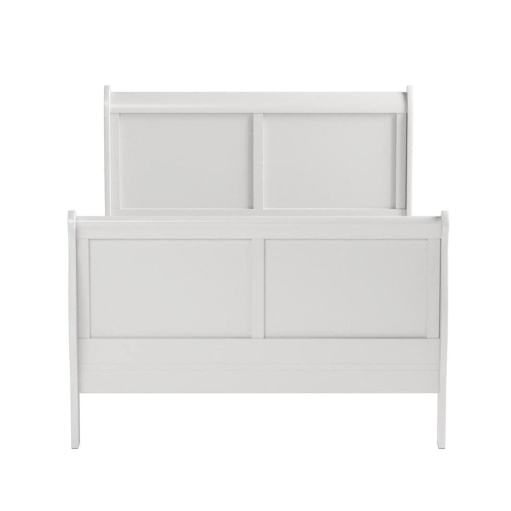 Wooden Twin Sleigh Bed in White