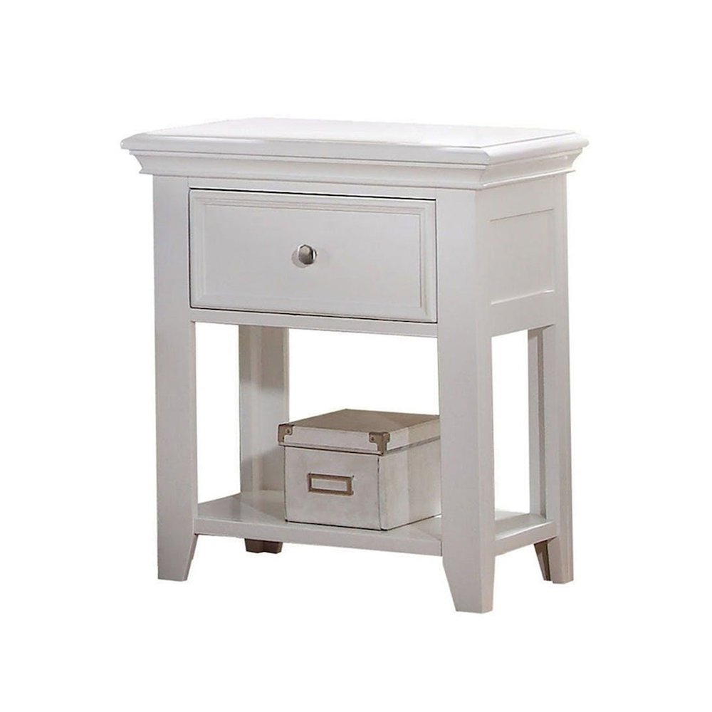 Nightstand with 1 Drawer and Shelf in White