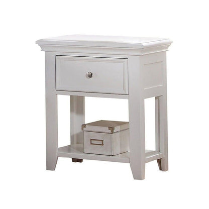 Nightstand with 1 Drawer and Shelf in White