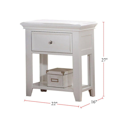 Nightstand with 1 Drawer and Shelf in White