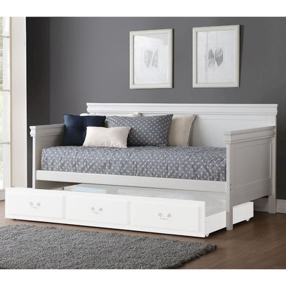 Wooden Twin Daybed with Panel Back and Side Arms in White