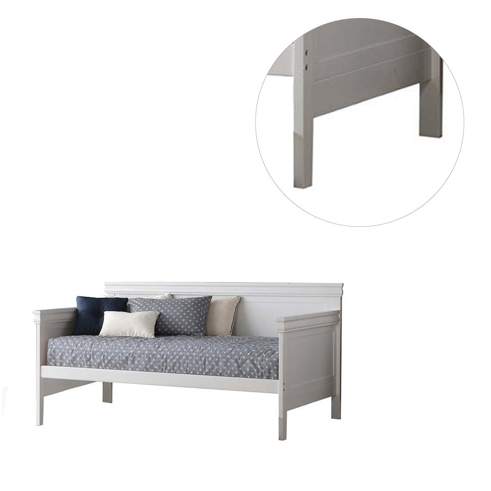 Wooden Twin Daybed with Panel Back and Side Arms in White