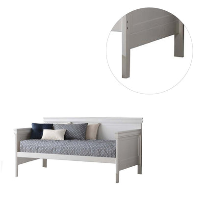 Wooden Twin Daybed with Panel Back and Side Arms in White