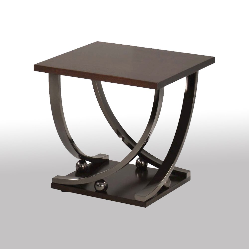 Square Wood End Table in Black Nickel Finish