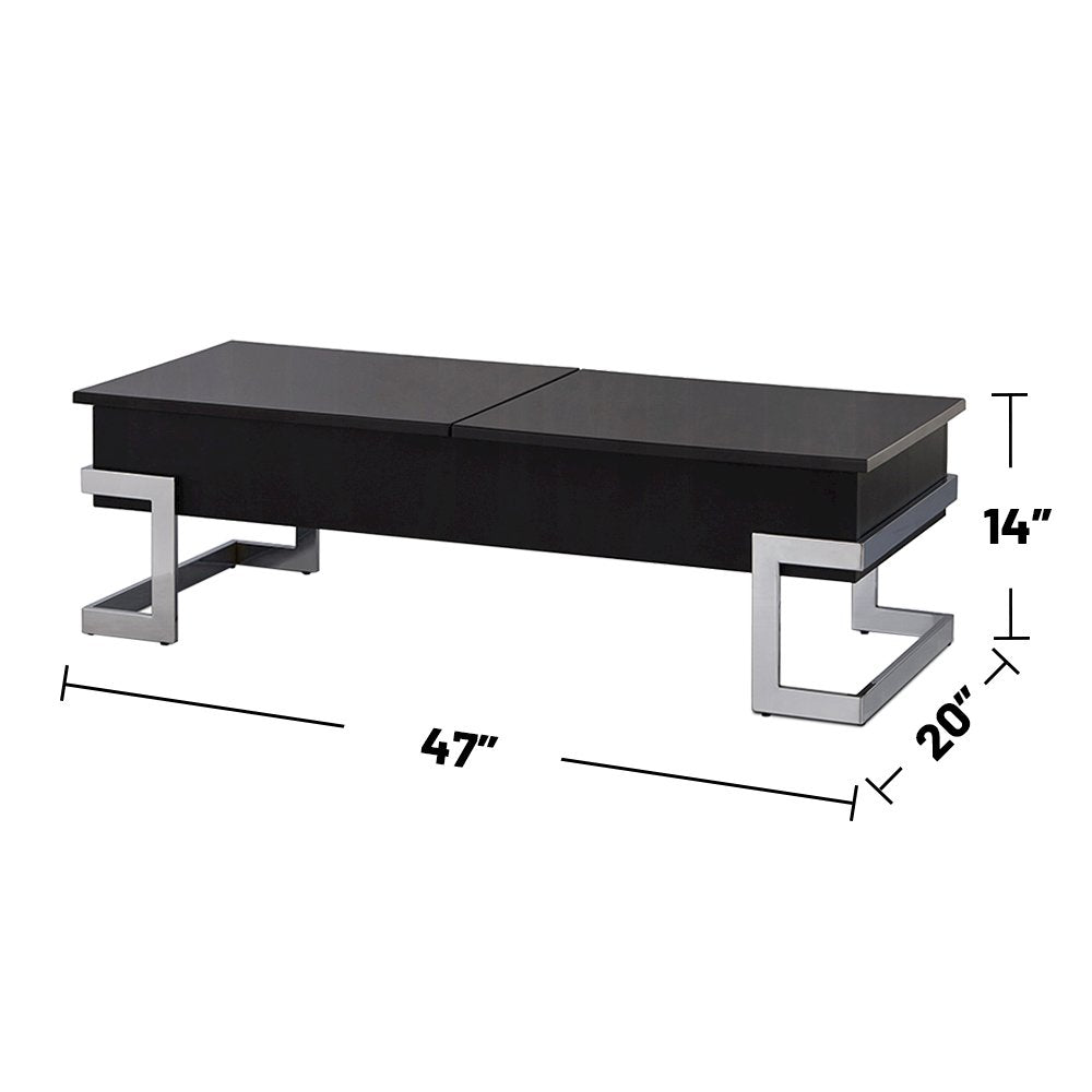 Lift Top Coffee Table with Metal Base in Black