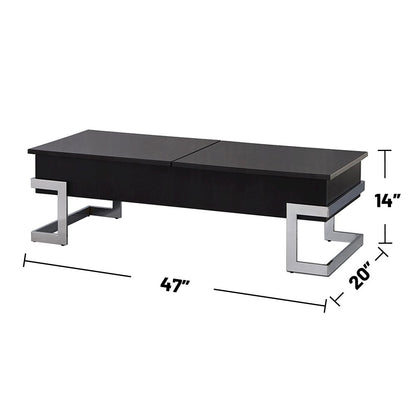Lift Top Coffee Table with Metal Base in Black