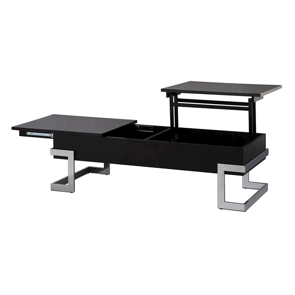 Lift Top Coffee Table with Metal Base in Black
