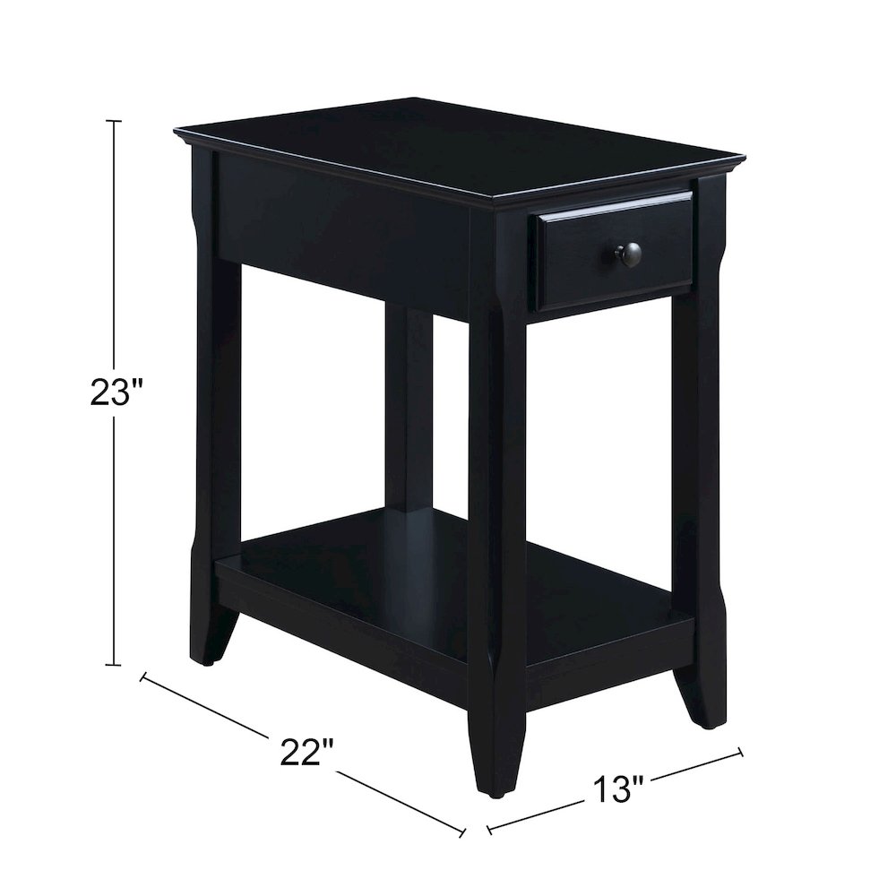 Wood Accent Table with a Drawer in Black