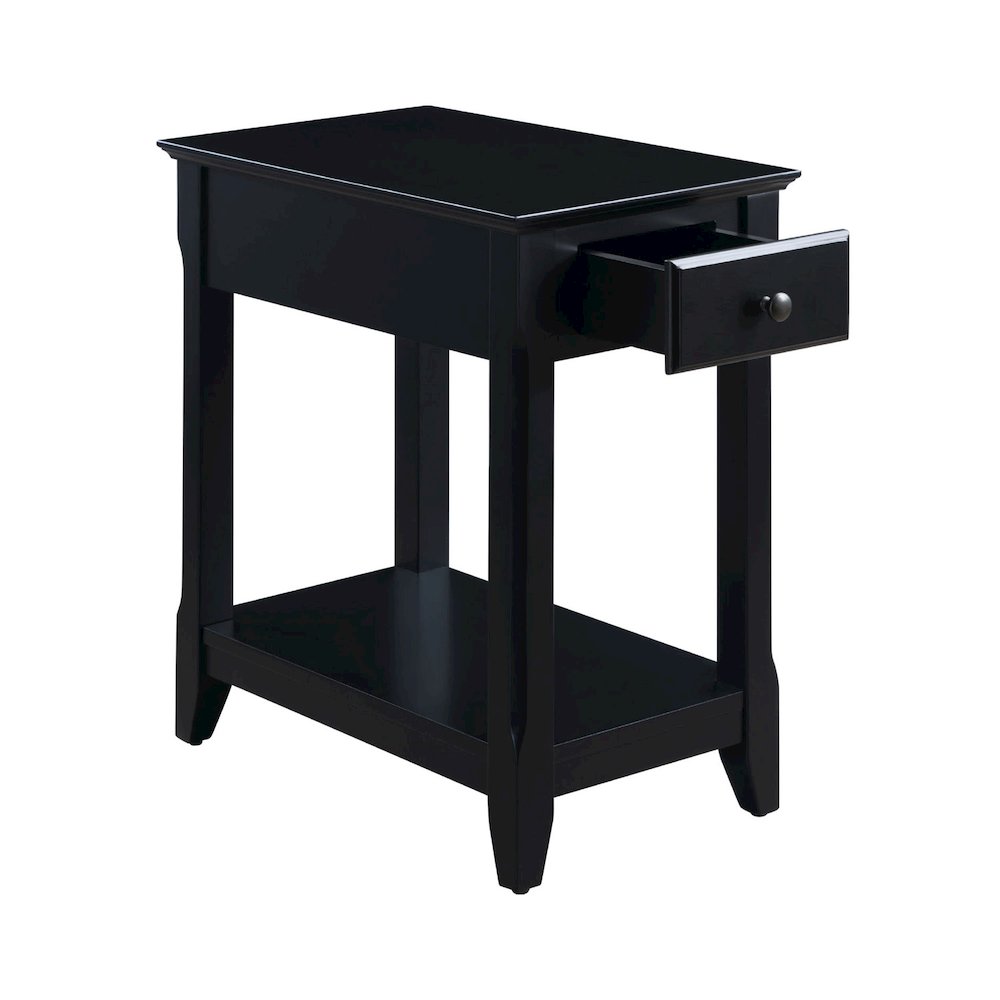 Wood Accent Table with a Drawer in Black