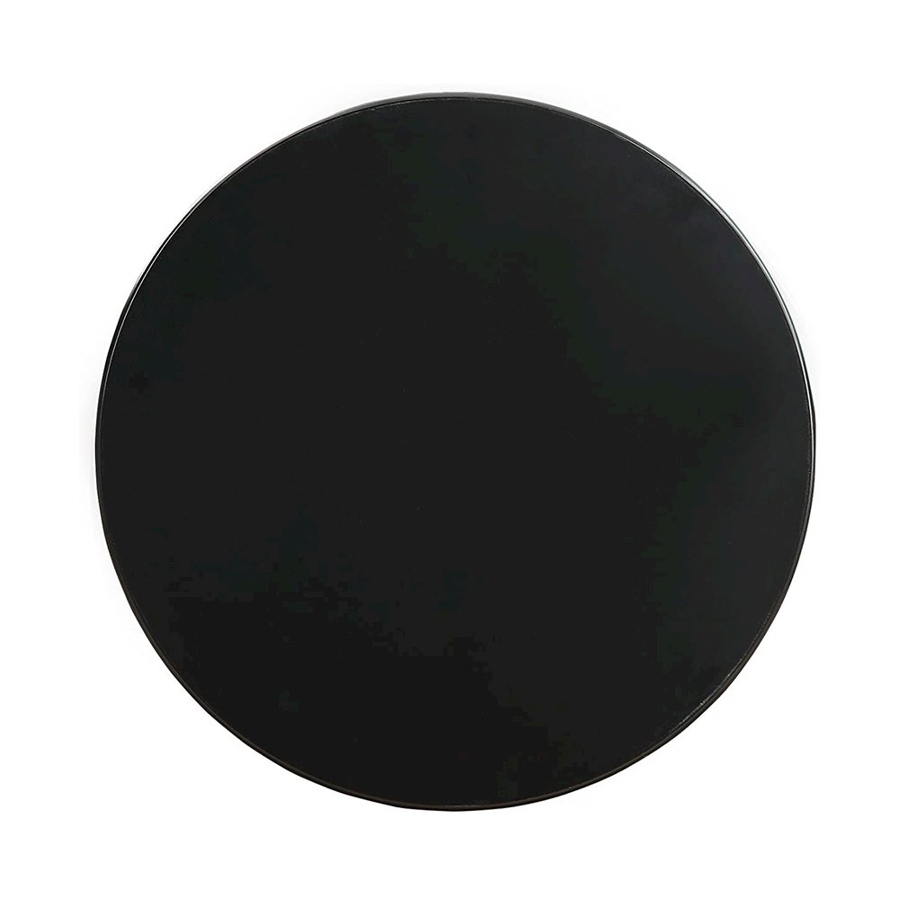 Wooden Round End Table with Bottom Shelf in Black