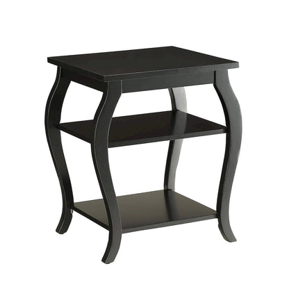 End Table with 2 Lower Shelves in Black