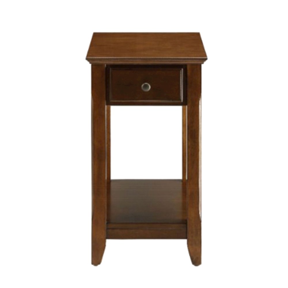 Side Table with 1 Drawer, Walnut Finish