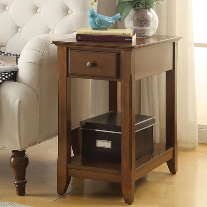 Side Table with 1 Drawer, Walnut Finish