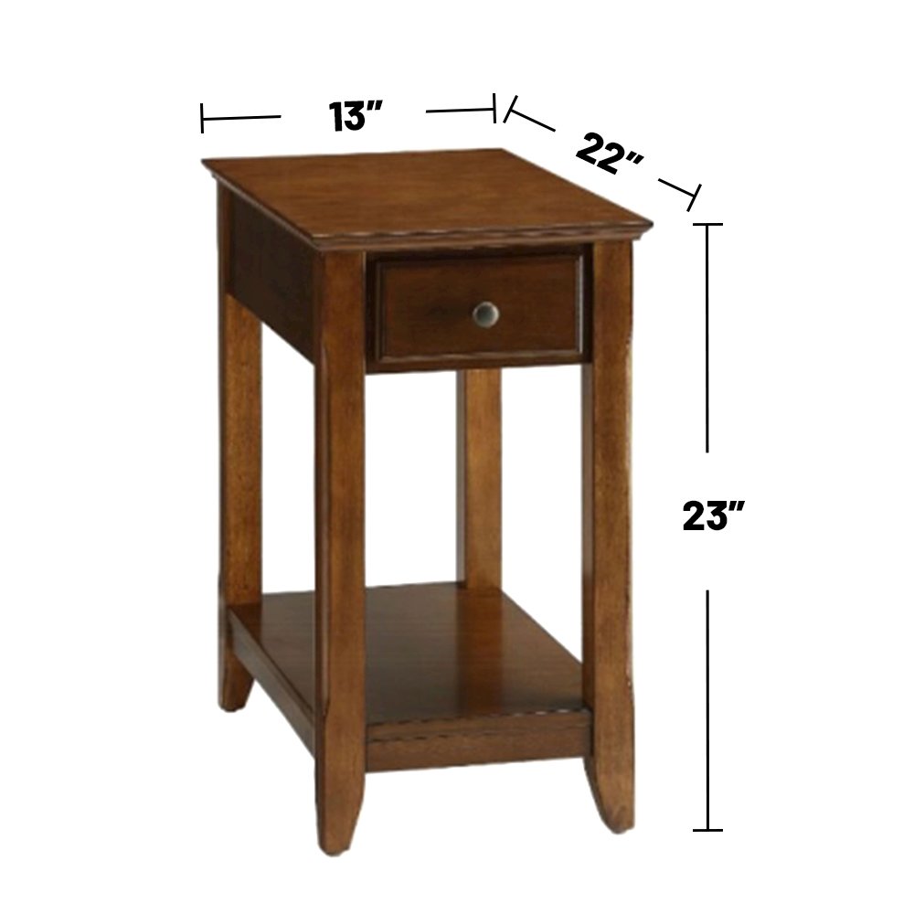 Side Table with 1 Drawer, Walnut Finish