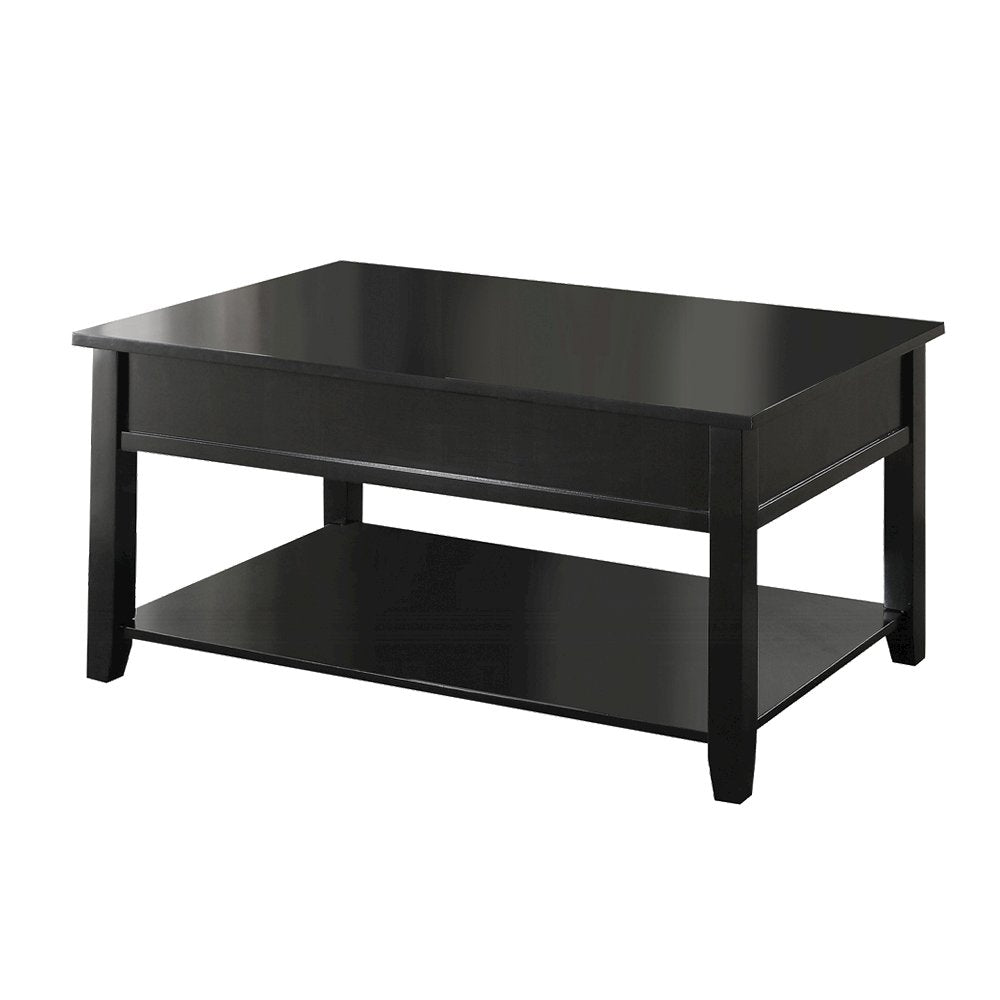 Wooden Coffee Table with Lift Top in Black