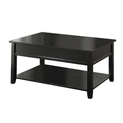Wooden Coffee Table with Lift Top in Black