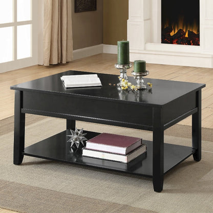 Wooden Coffee Table with Lift Top in Black