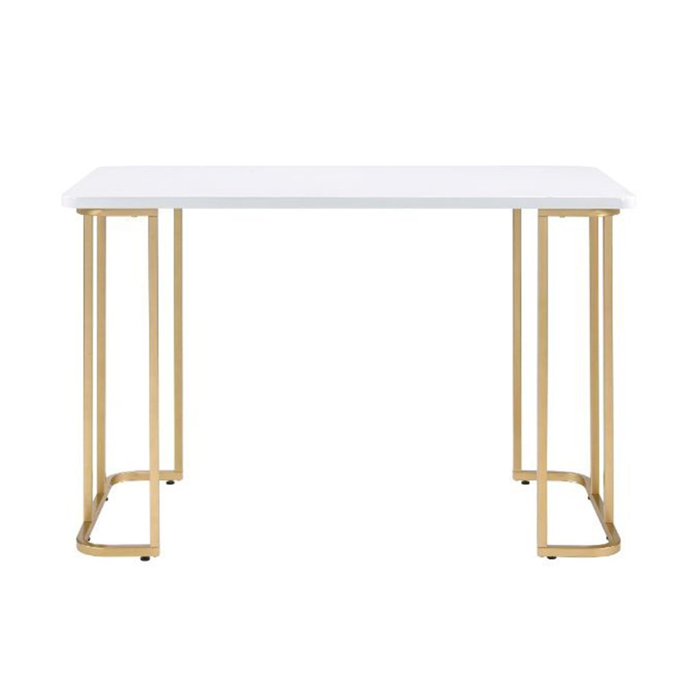 Writing Desk with Gold Base in White