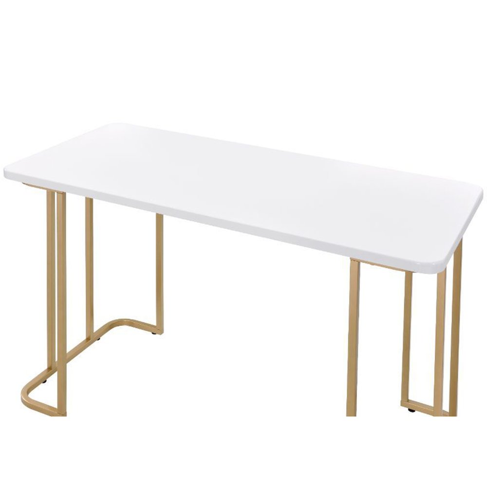 Writing Desk with Gold Base in White