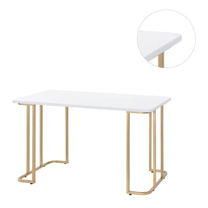 Writing Desk with Gold Base in White