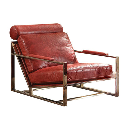 Upholstered Accent Chair with Sled Arm in Antique Red
