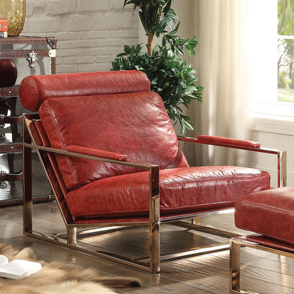 Upholstered Accent Chair with Sled Arm in Antique Red