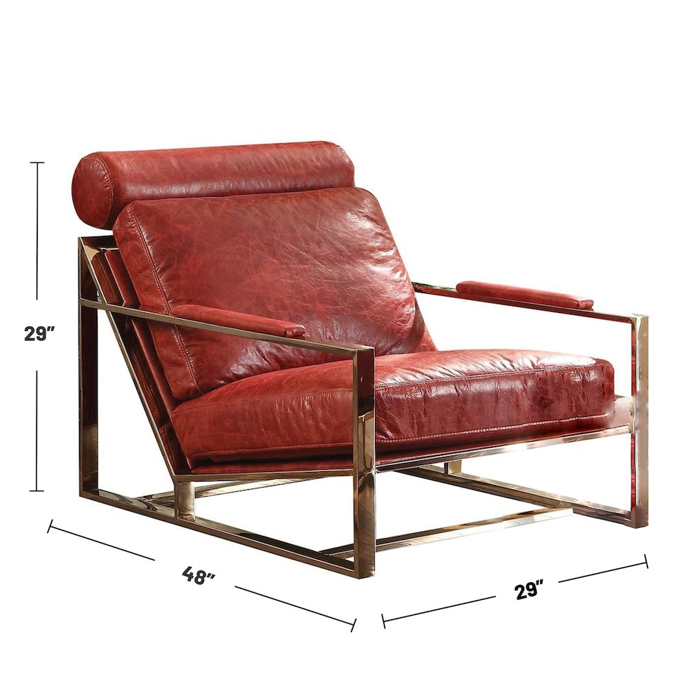 Upholstered Accent Chair with Sled Arm in Antique Red