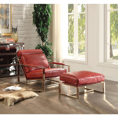 Upholstered Accent Chair with Sled Arm in Antique Red