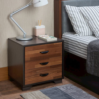 Nightstand with 3 Drawers in Walnut