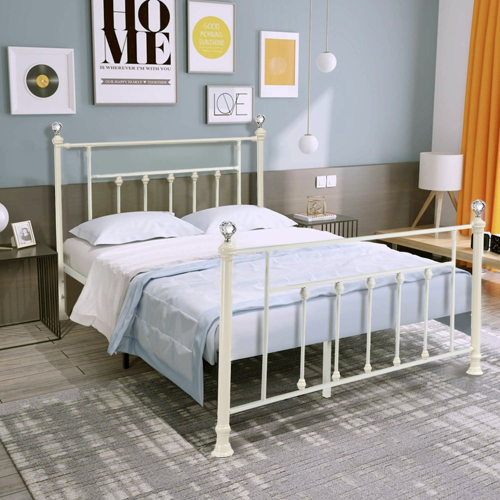 Metal and Acrylic Full Size Bed in White