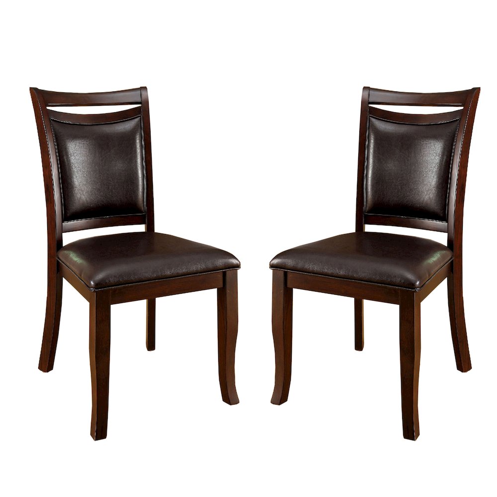 Padded Leatherette Dining Side Chair in Dark Cherry and Espresso