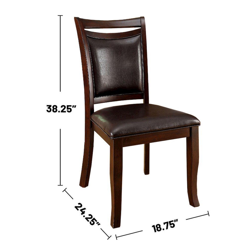 Padded Leatherette Dining Side Chair in Dark Cherry and Espresso