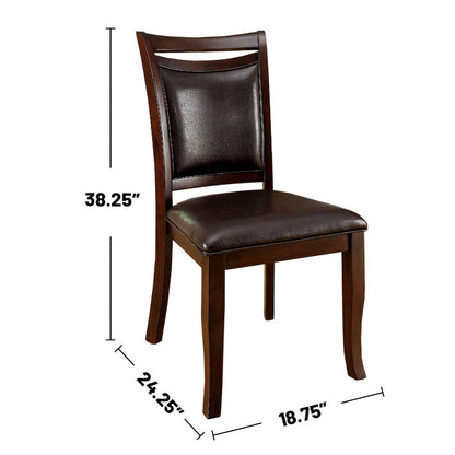 Padded Leatherette Dining Side Chair in Dark Cherry and Espresso