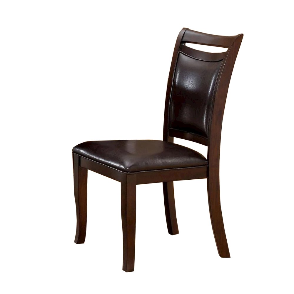 Padded Leatherette Dining Side Chair in Dark Cherry and Espresso