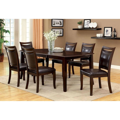 Padded Leatherette Dining Side Chair in Dark Cherry and Espresso