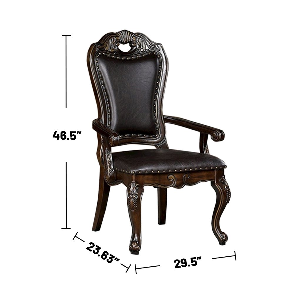 7 Piece Leatherette Dining Set  in Walnut and Dark Brown