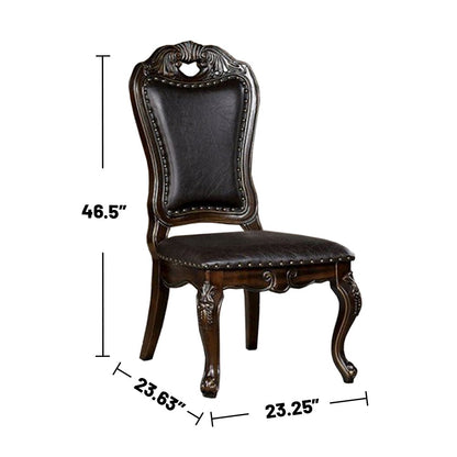 7 Piece Leatherette Dining Set  in Walnut and Dark Brown