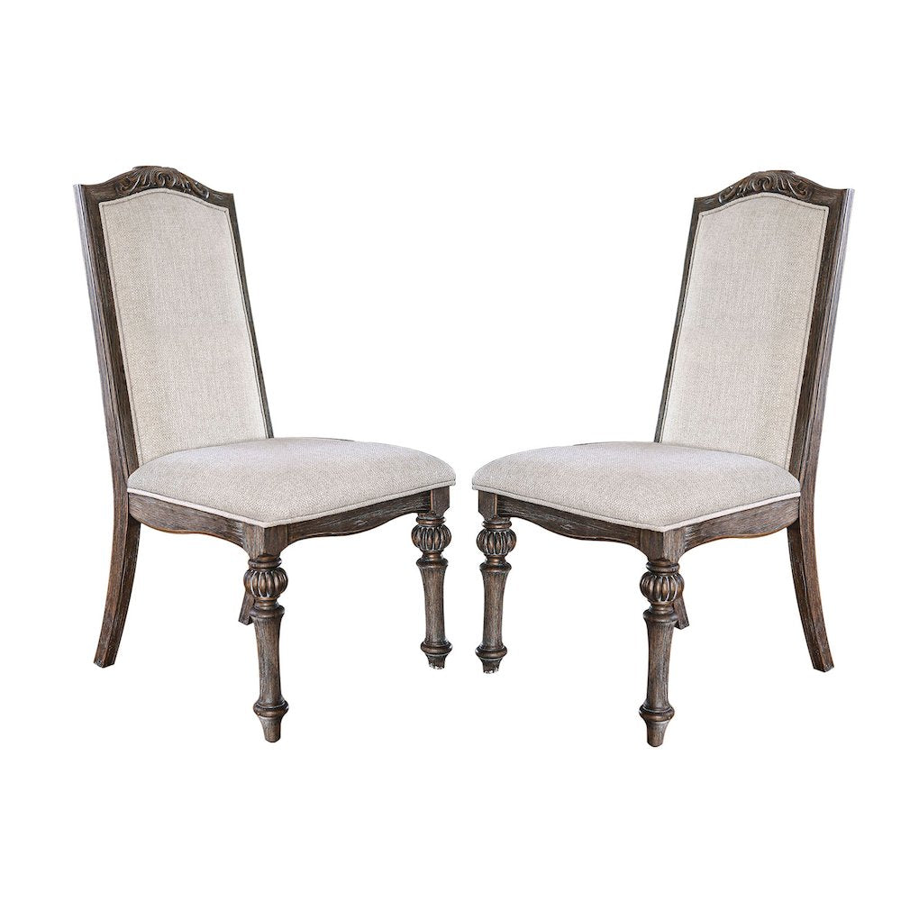 Simple Relax Dining Chair, Rustic Natural Tone/Ivory Set of 2