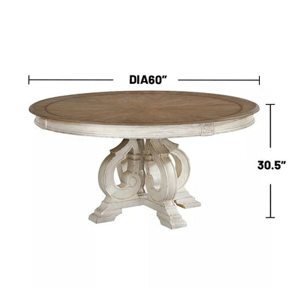 7 Piece Dining Set in Antique White And Ivory