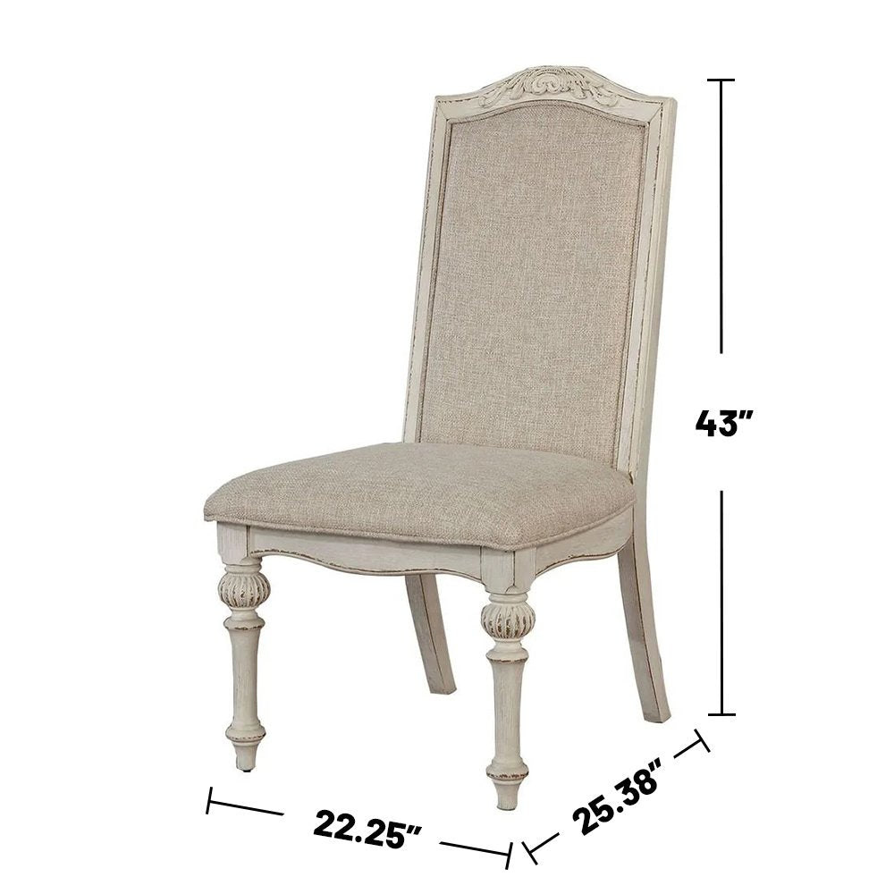 7 Piece Dining Set in Antique White And Ivory