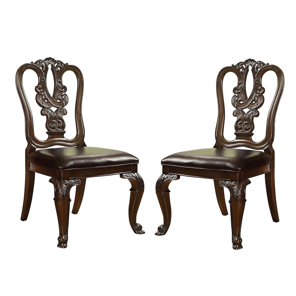 Simple Relax Dining Chair, Brown Cherry/Dark Brown Set of 2