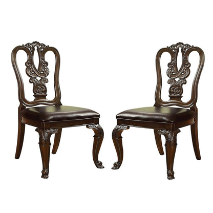 Simple Relax Dining Chair, Brown Cherry/Dark Brown Set of 2