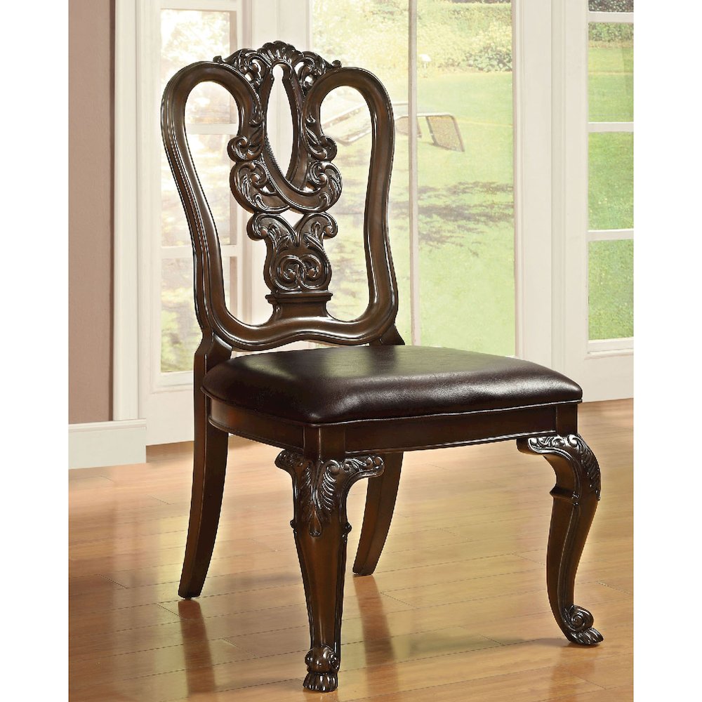 Simple Relax Dining Chair, Brown Cherry/Dark Brown Set of 2