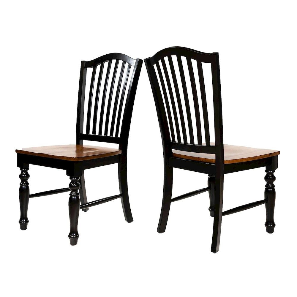 Simple Relax Dining Chair, Black, Antique Oak Set of 2
