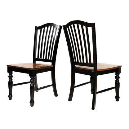 Simple Relax Dining Chair, Black, Antique Oak Set of 2