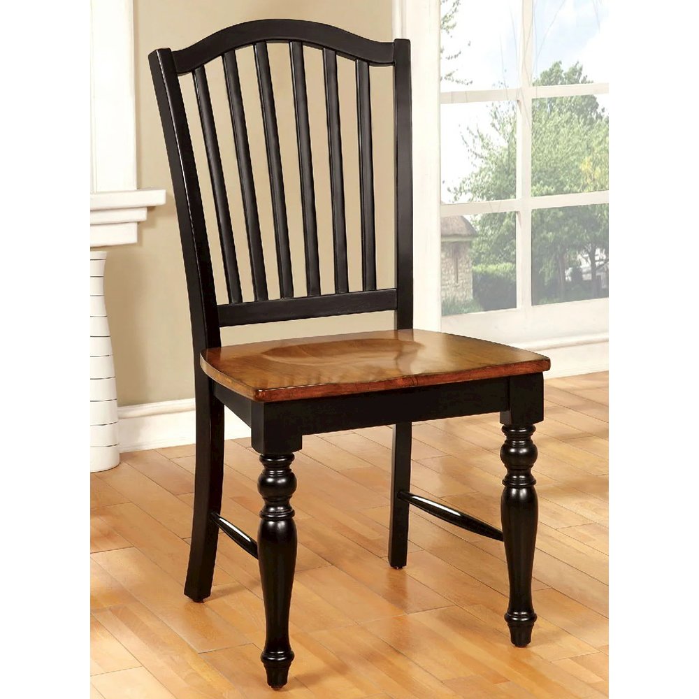 Simple Relax Dining Chair, Black, Antique Oak Set of 2