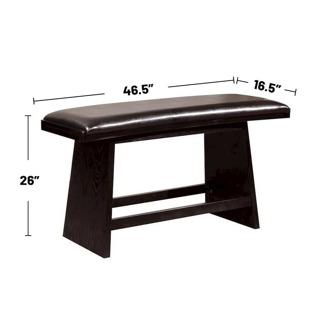 6 Piece Counter Height Table Set with Bench in Black Finish