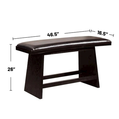 6 Piece Counter Height Table Set with Bench in Black Finish